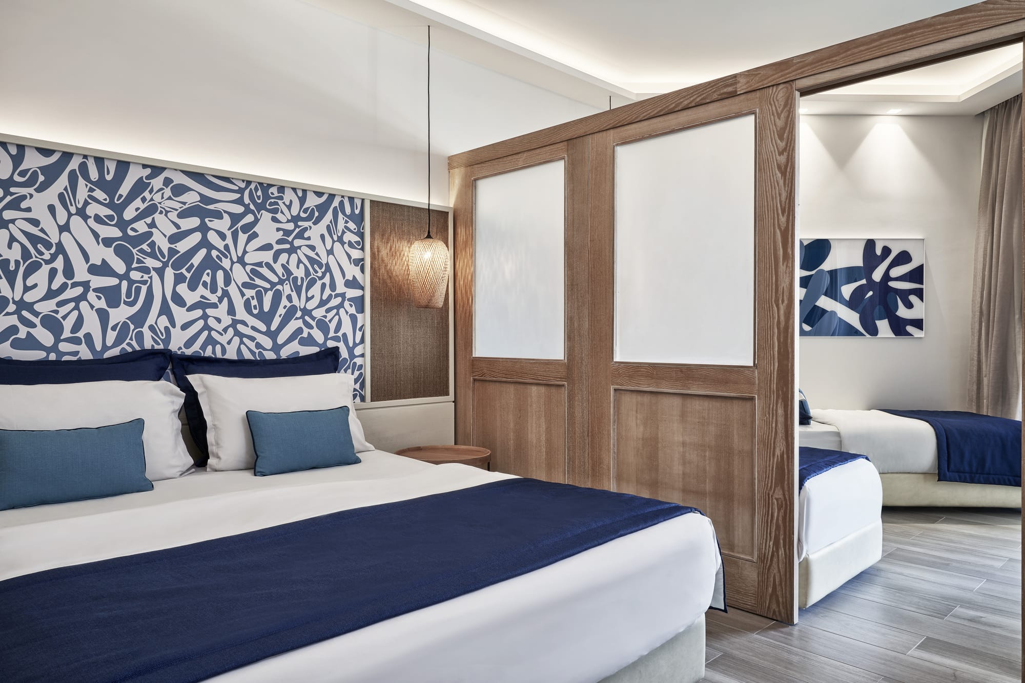 a room with two beds