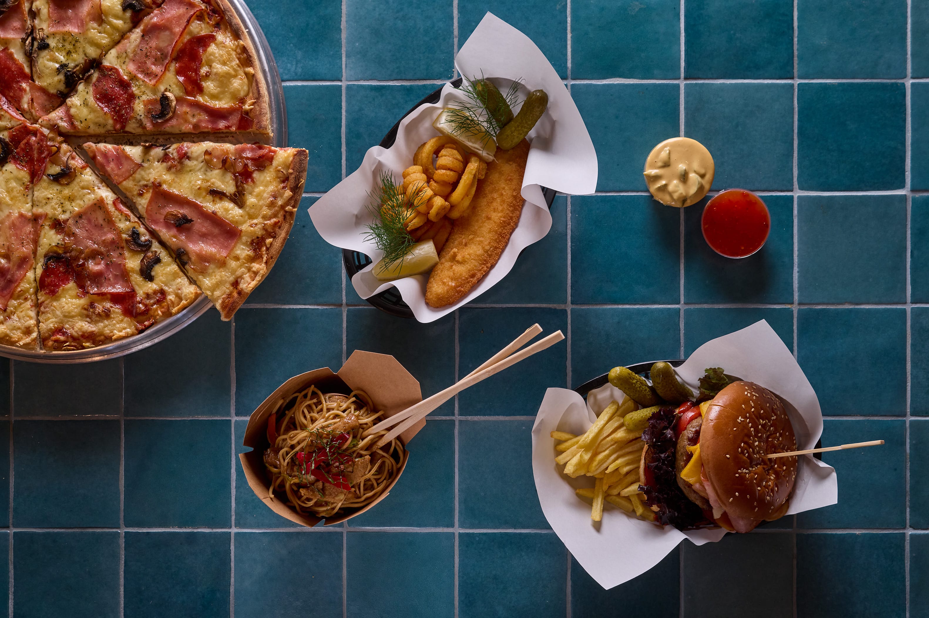a group of food on a table