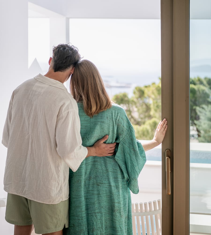 a man and woman kissing