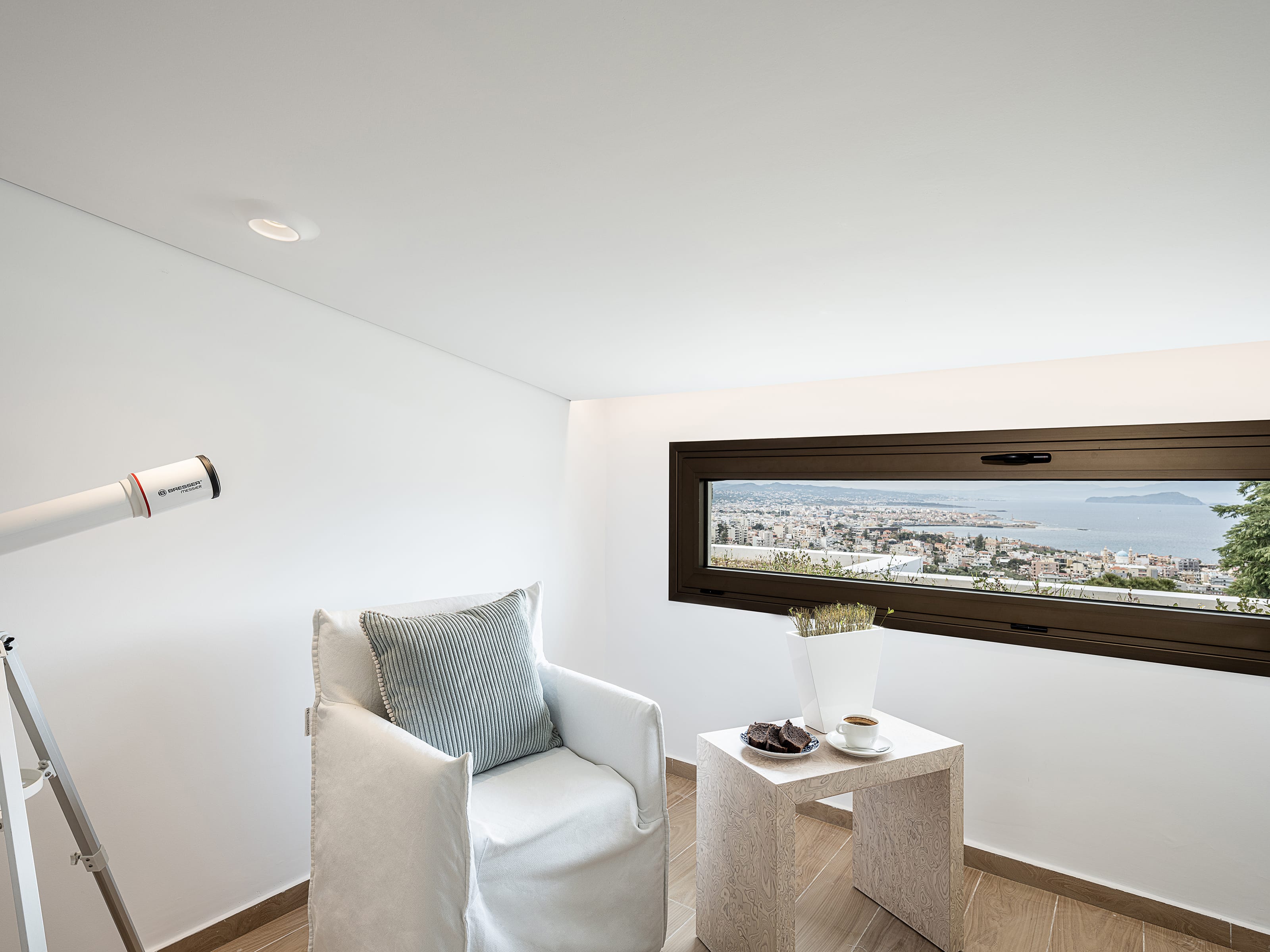 a room with a large window