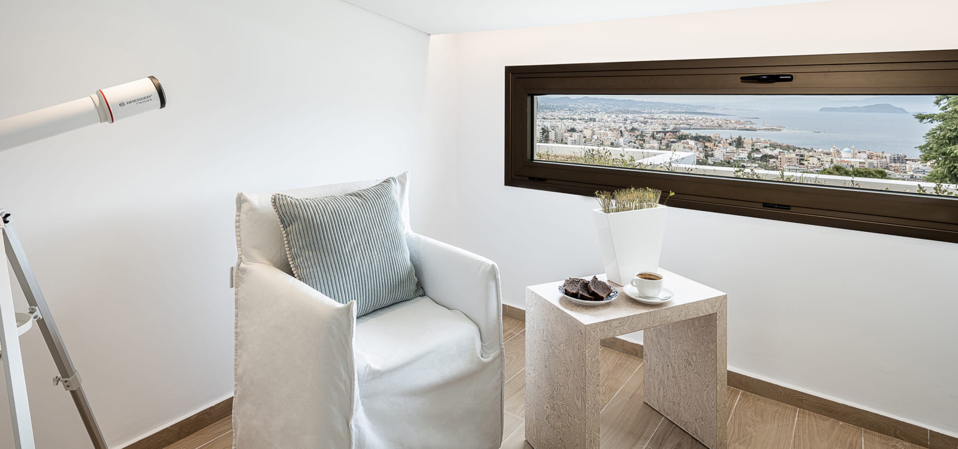 a room with a large window
