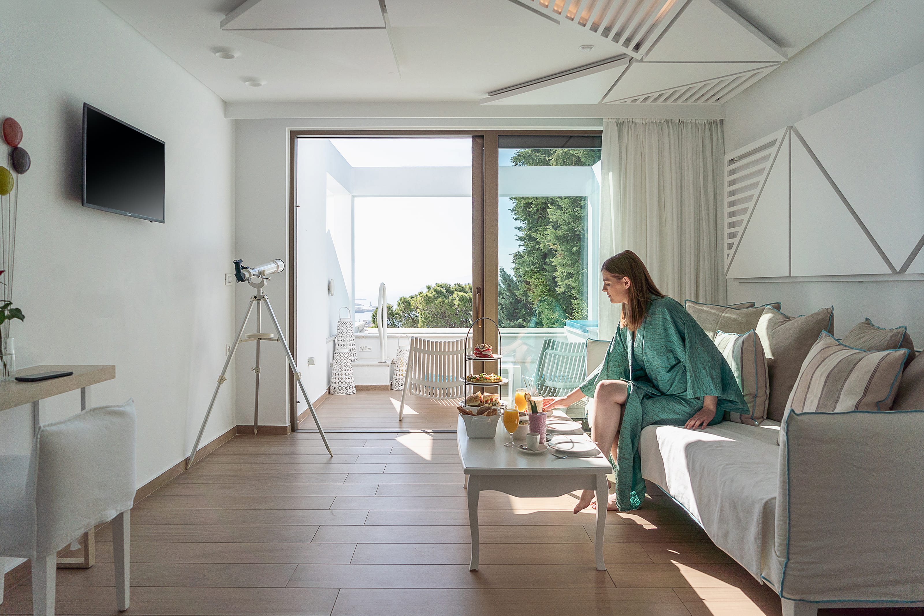 a person sitting on a couch