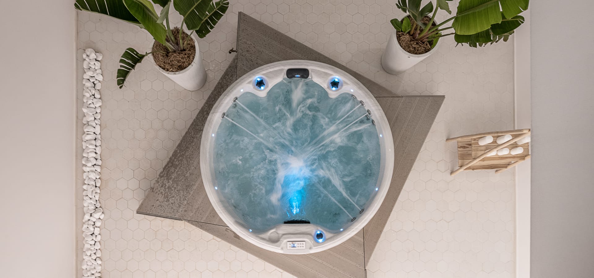 a blue bowl with water in it