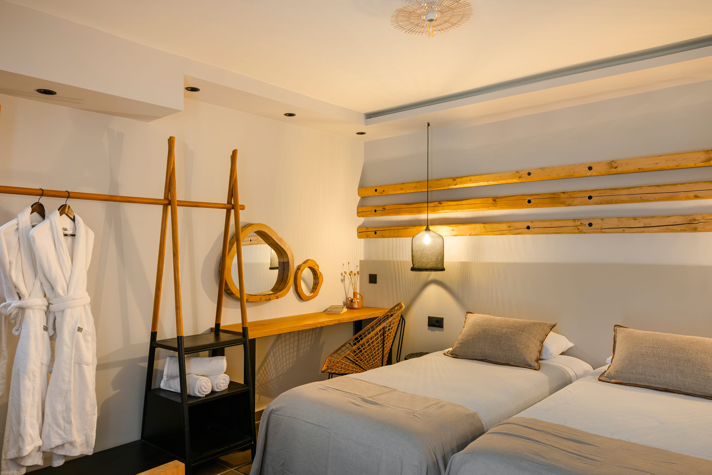 a room with two beds