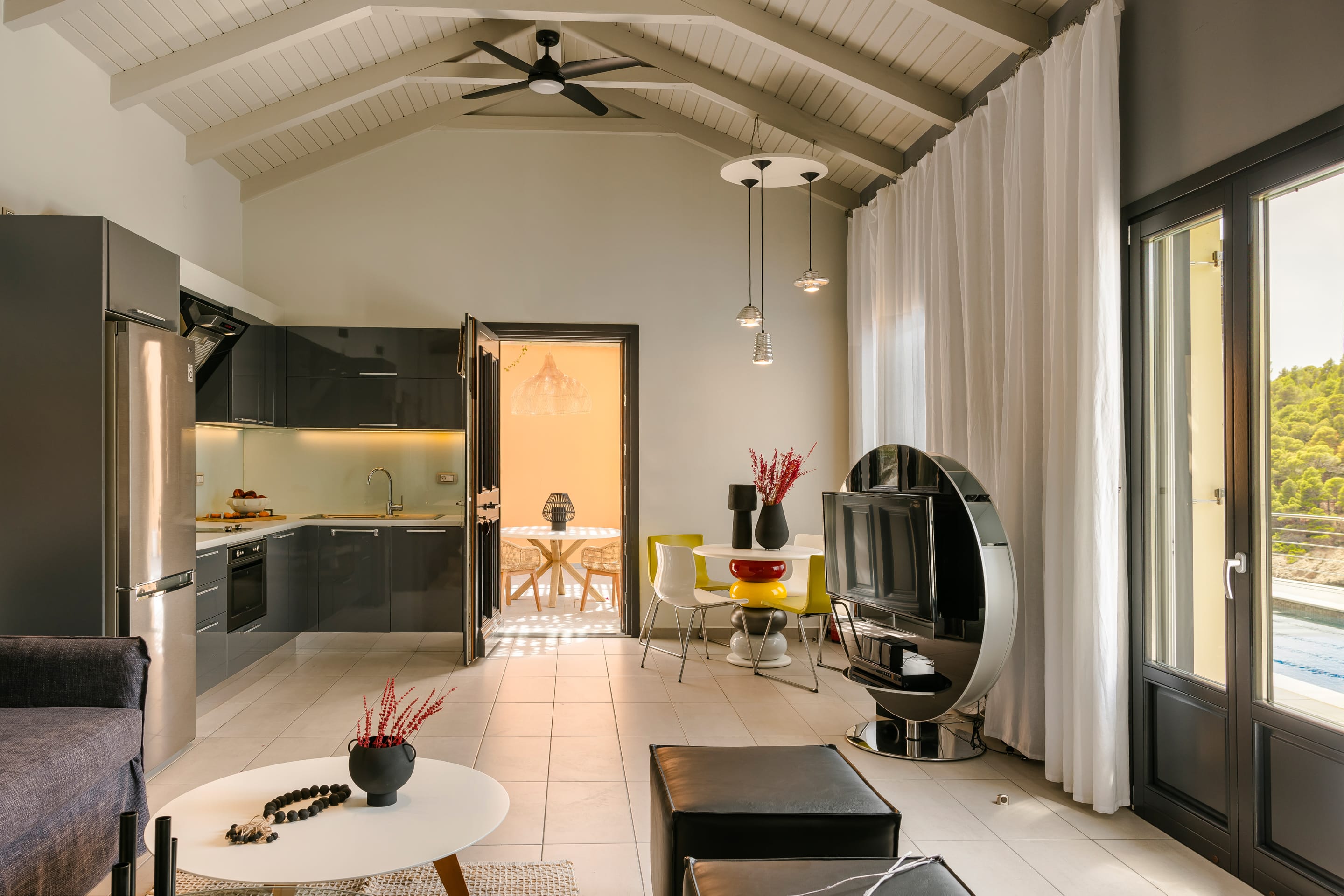 a kitchen with a large island