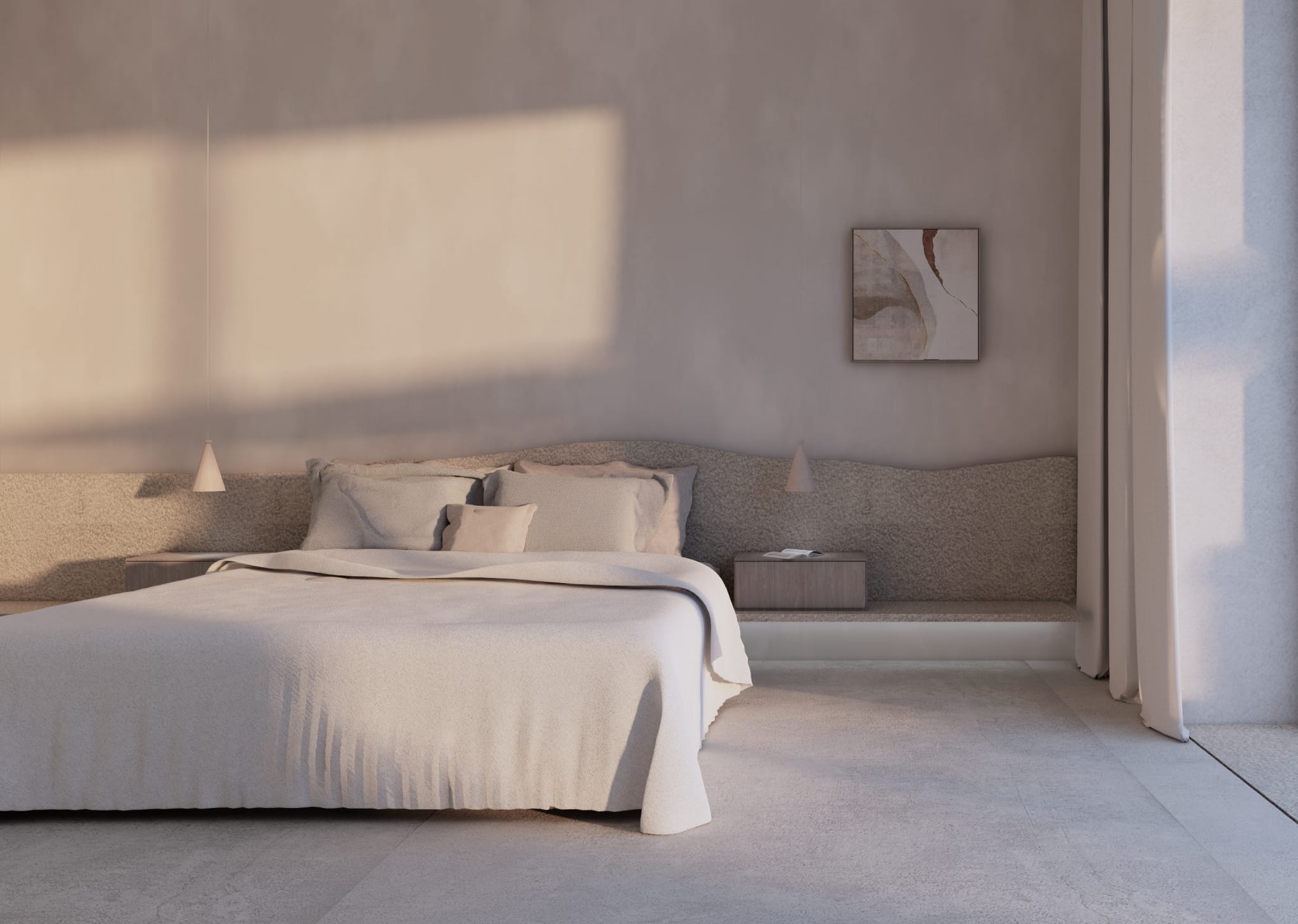 a bed in a room