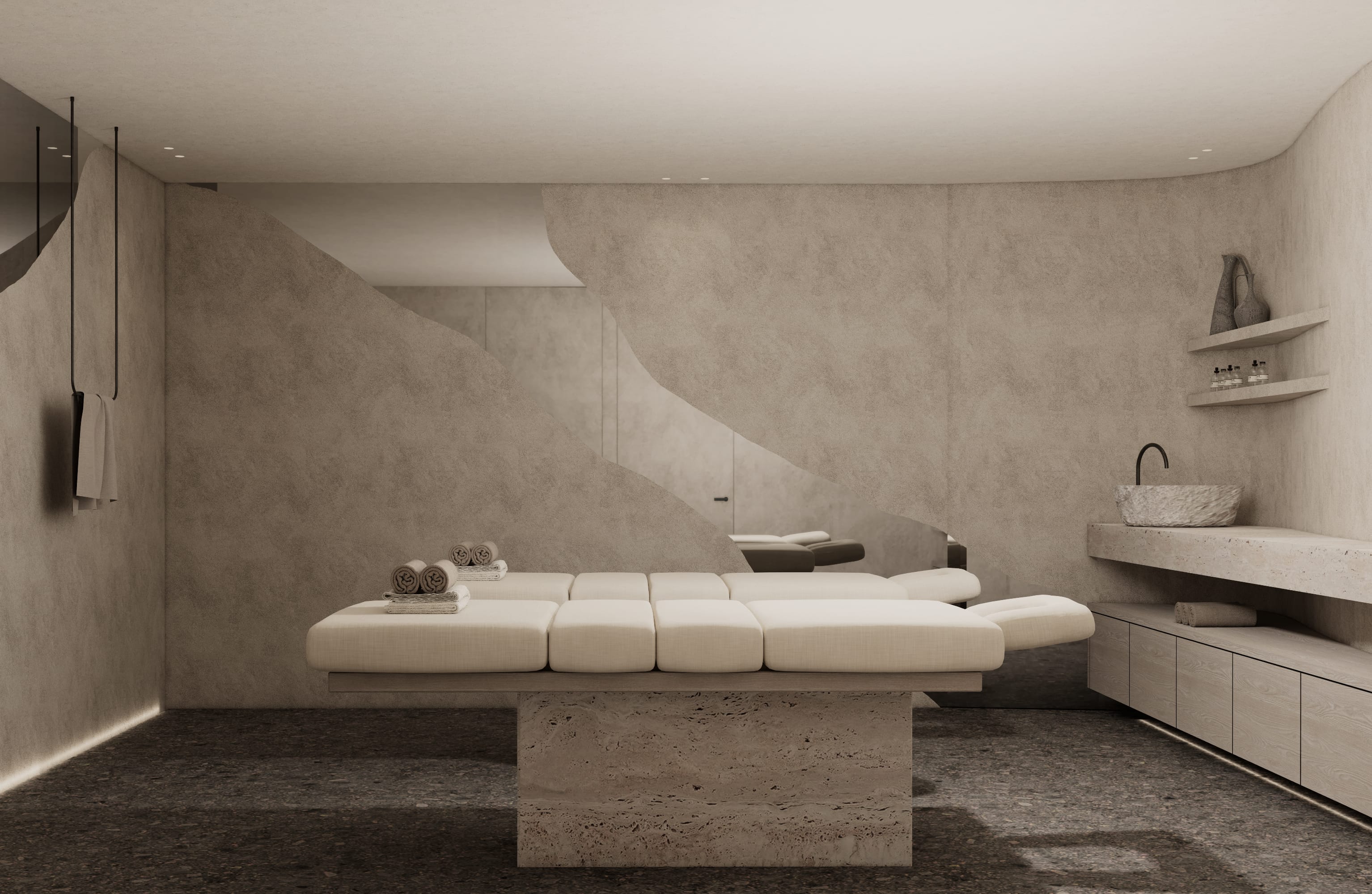 a bathroom with a large bathtub