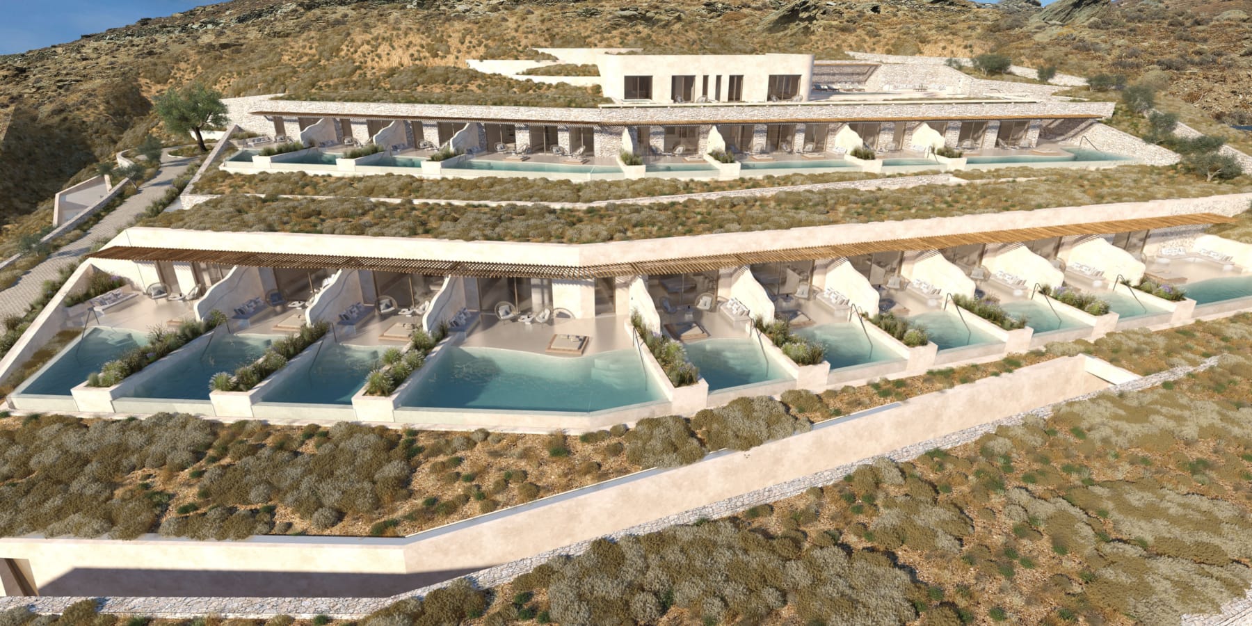 a high angle view of a swimming pool