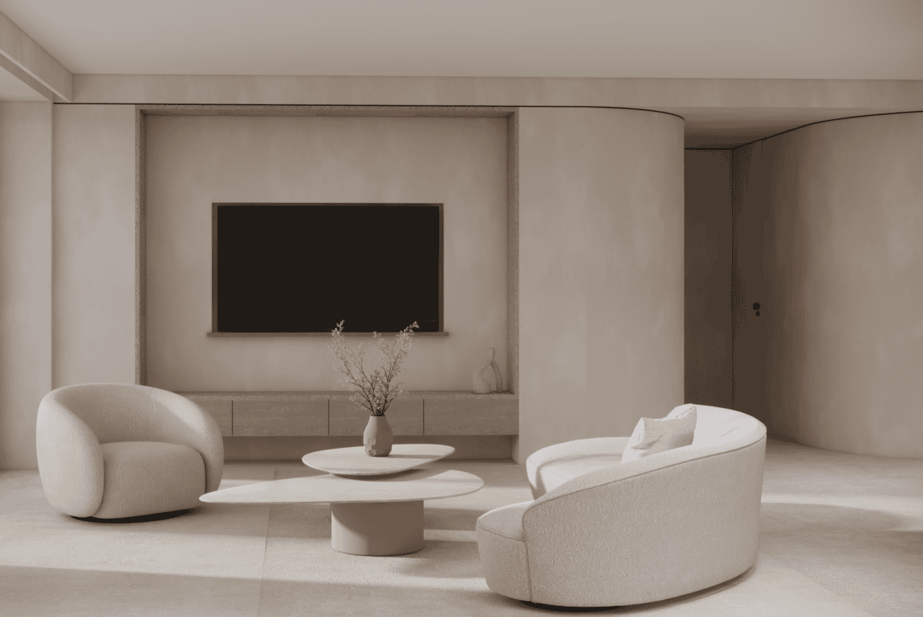 a room with white furniture