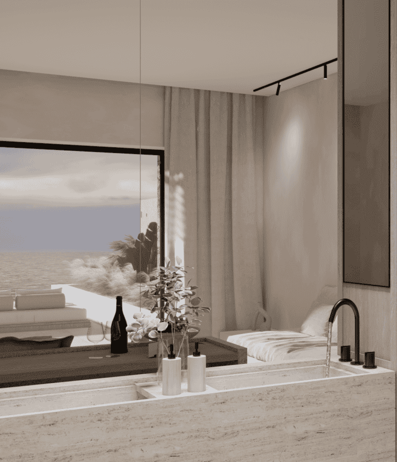 a bathroom with a sink and a window