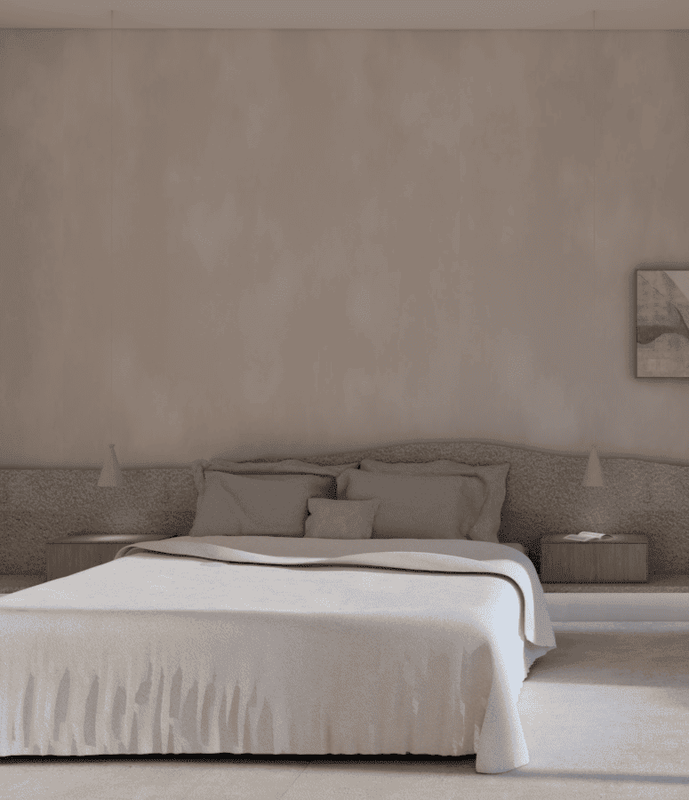 a bed in a room