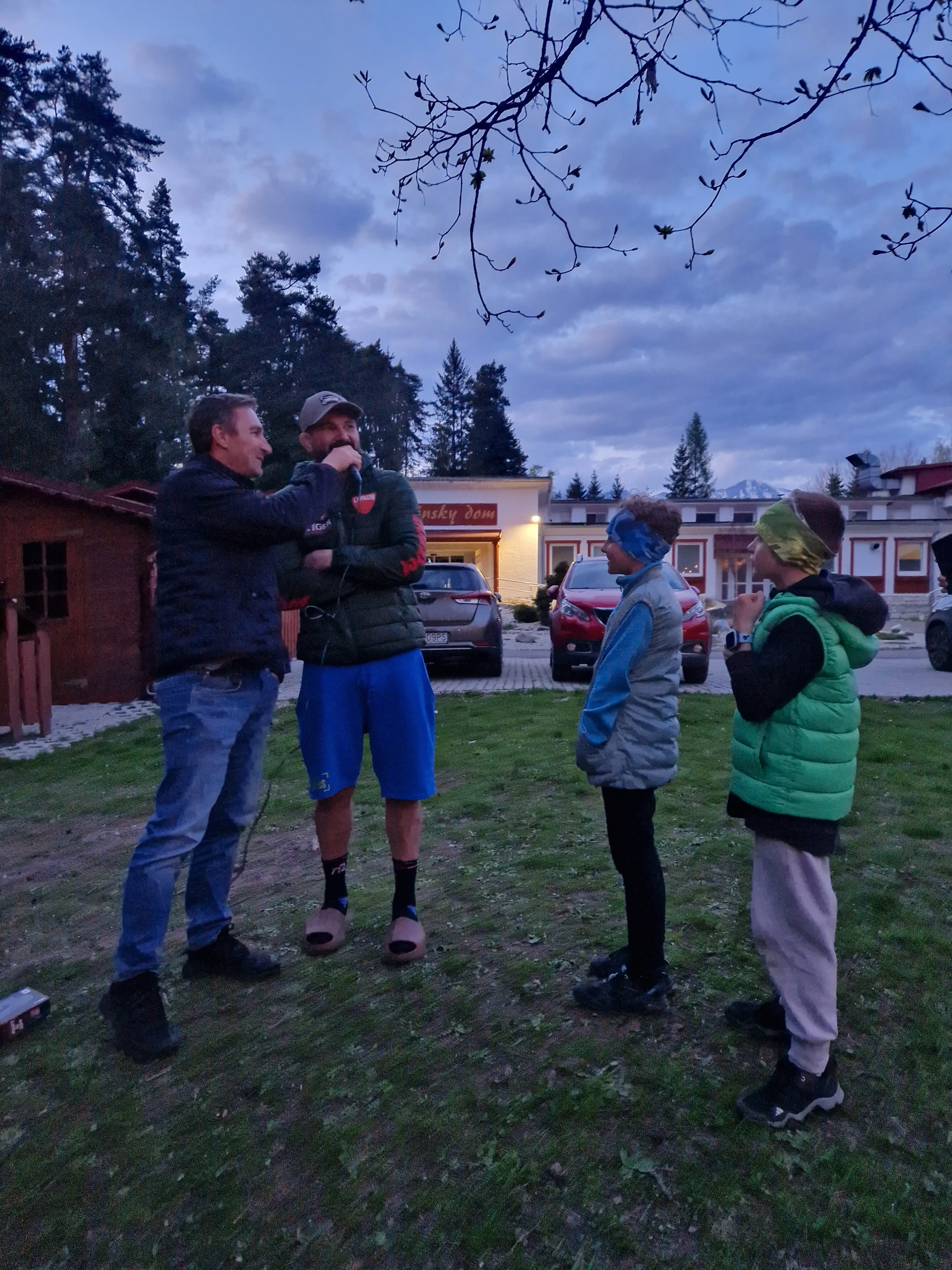 a group of people standing outside