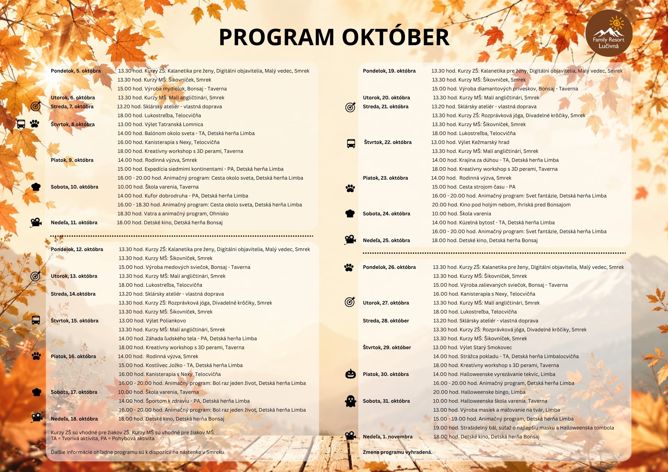 a poster with a list of events