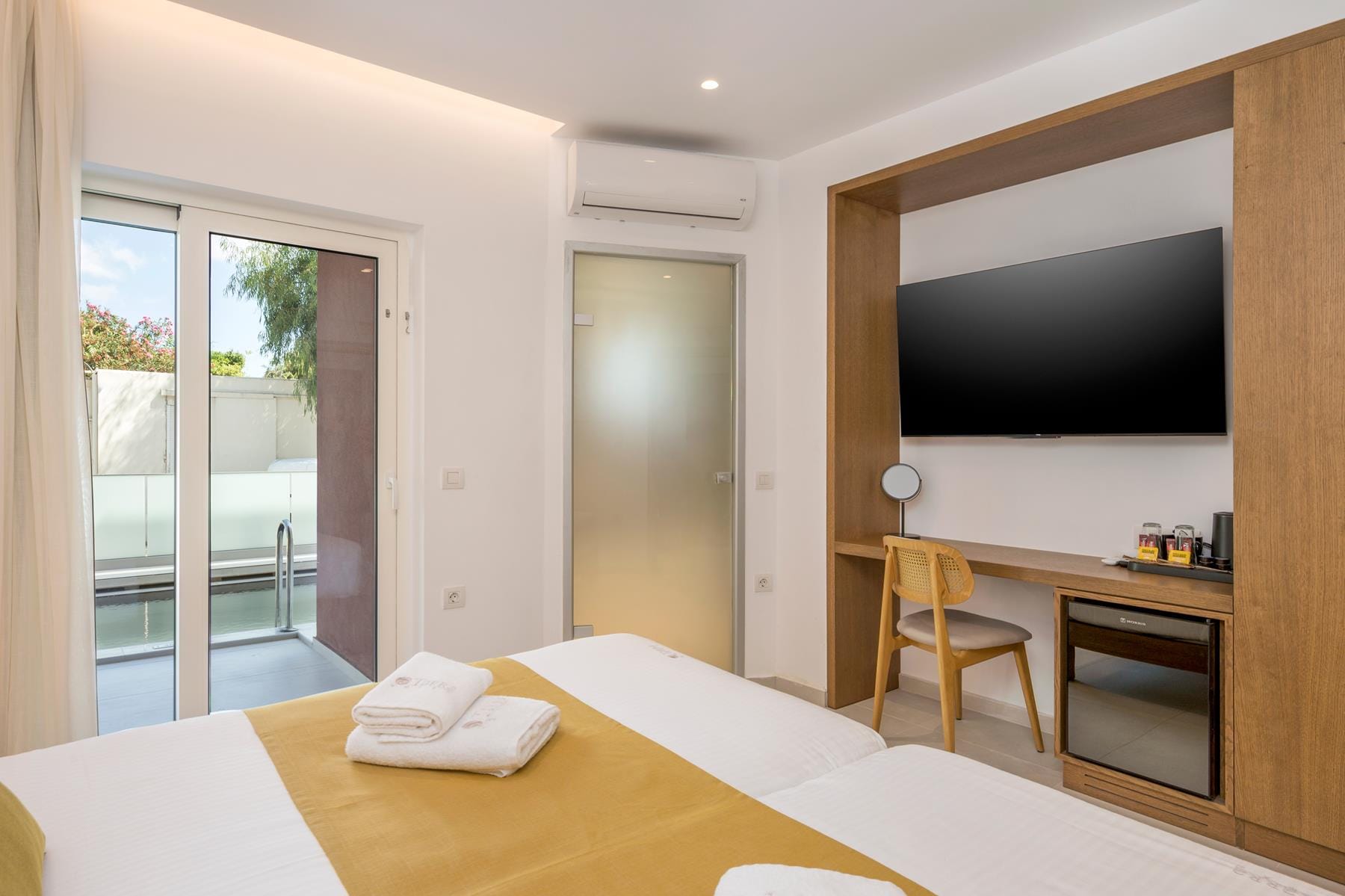 a bedroom with a large bed