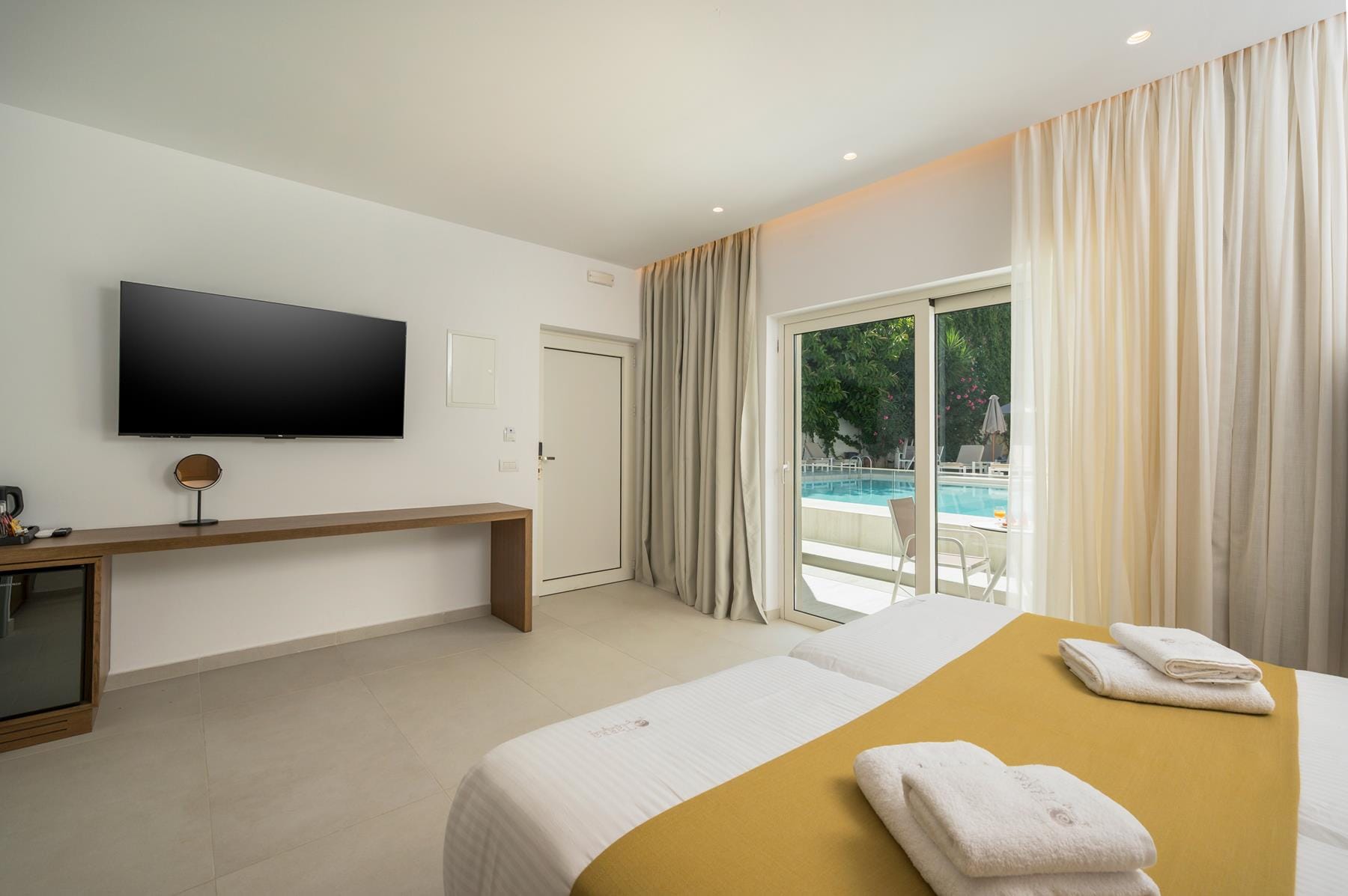 a bedroom with a large bed