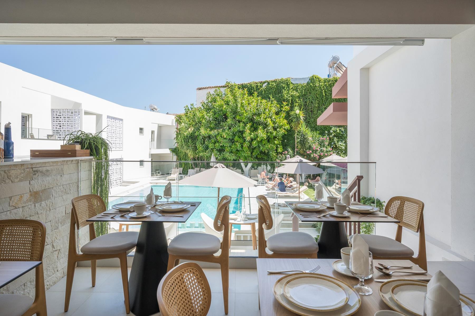 a room with tables and chairs