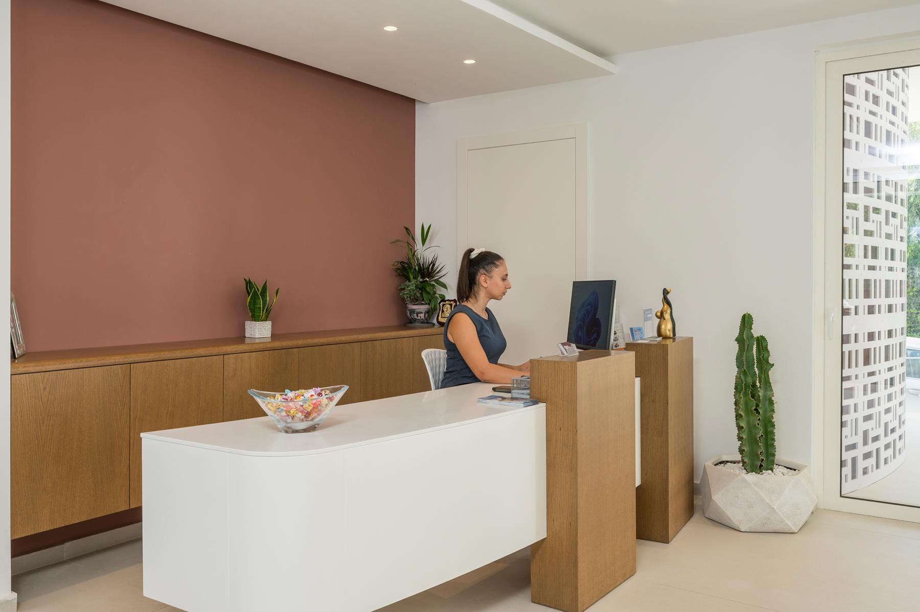 a person sitting at a desk