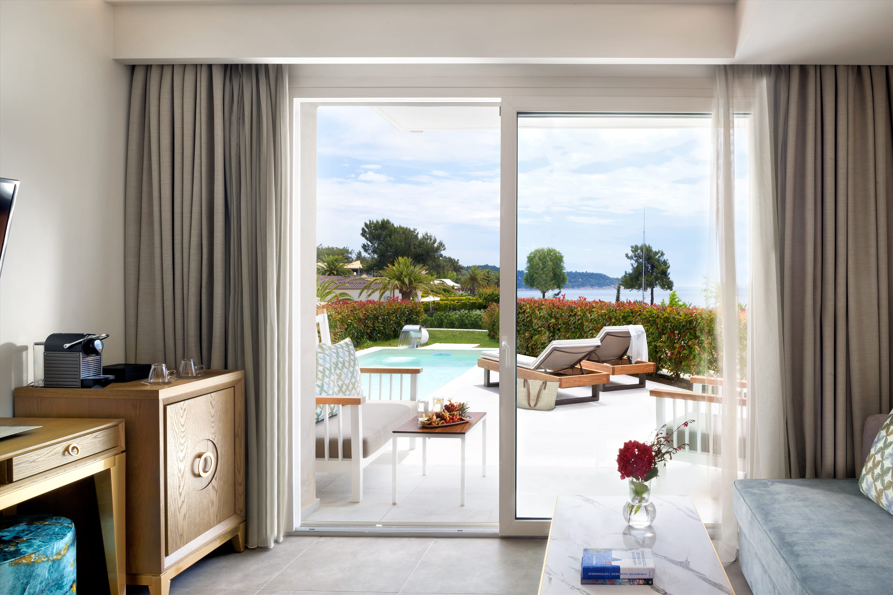 a large house with a pool