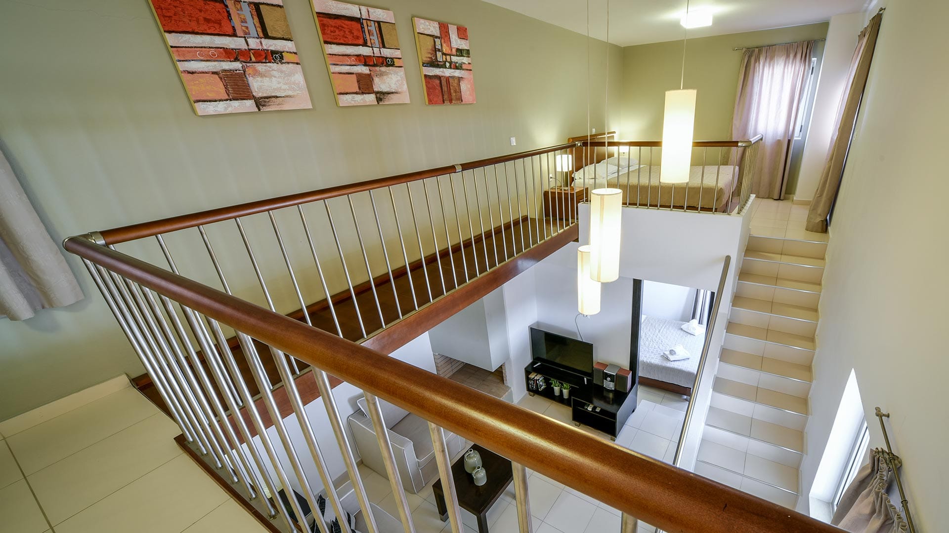 a staircase with books on the side