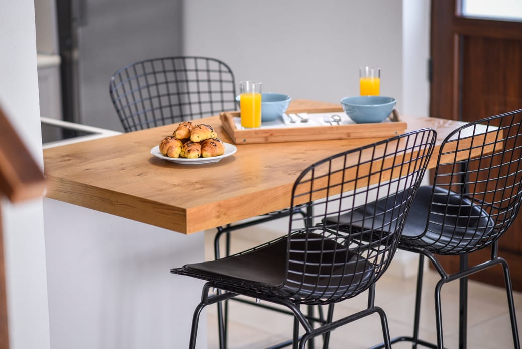 a table with plates of food on it