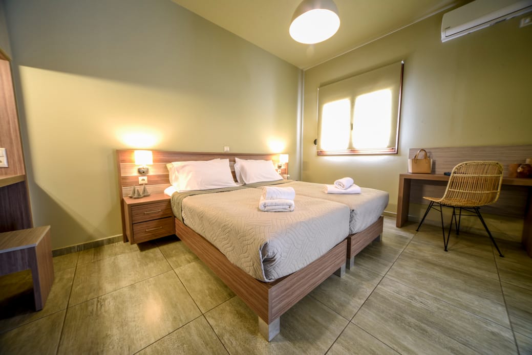 a bed in a room