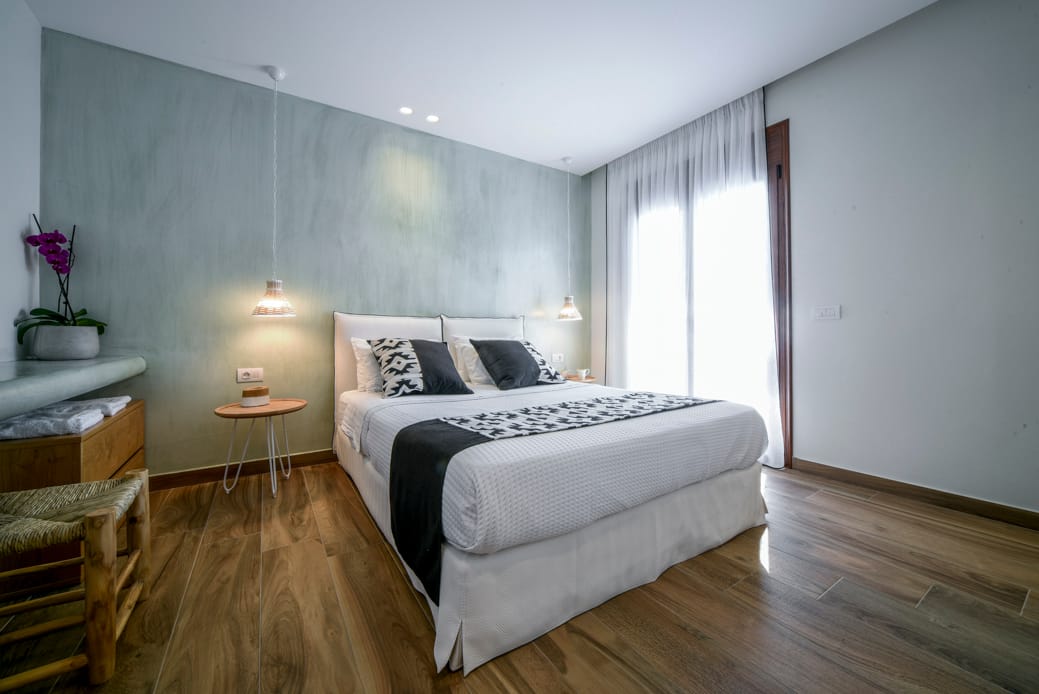 a bed in a room
