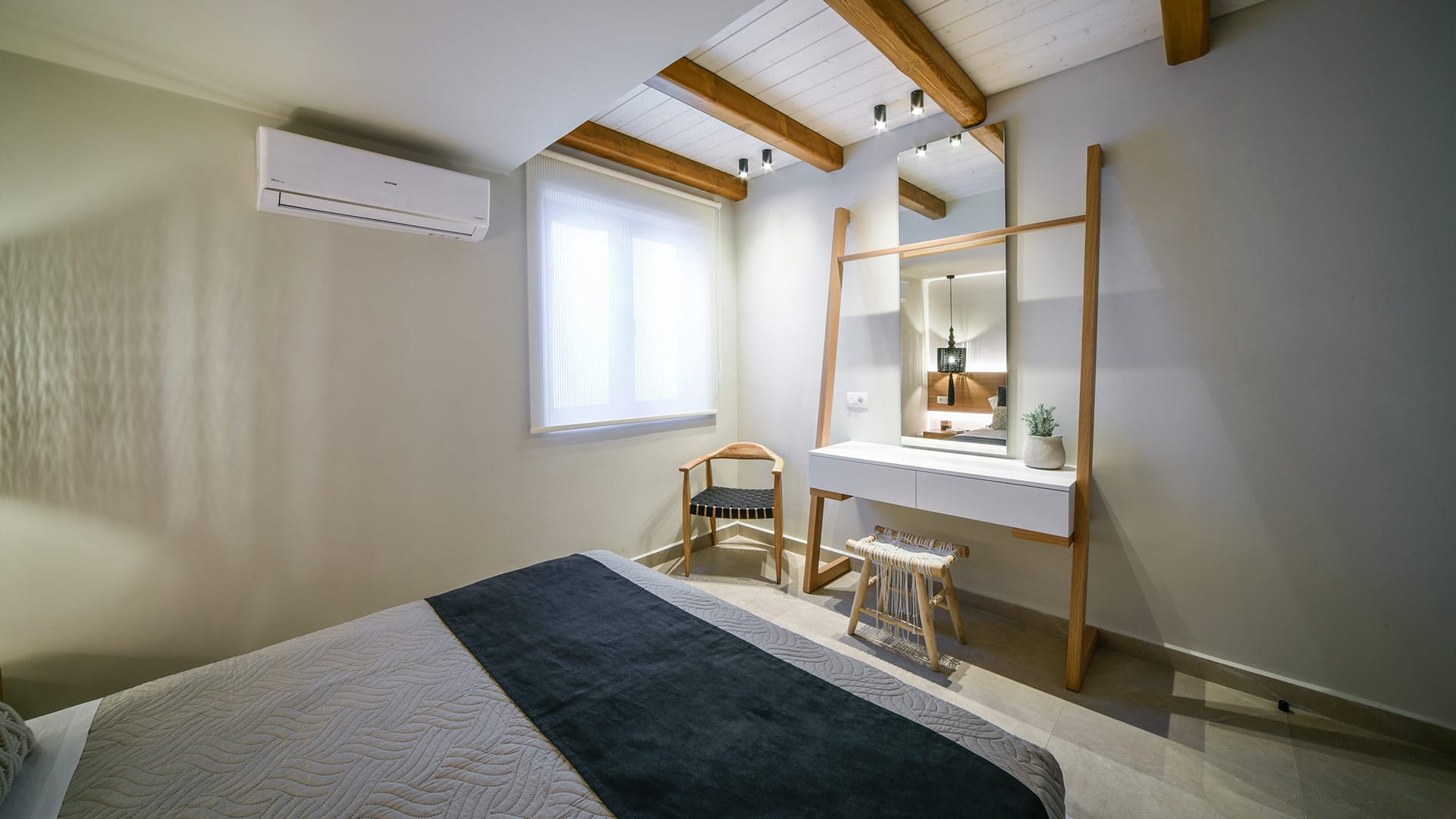 a bed in a room