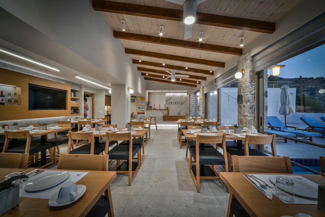 a room with tables and chairs