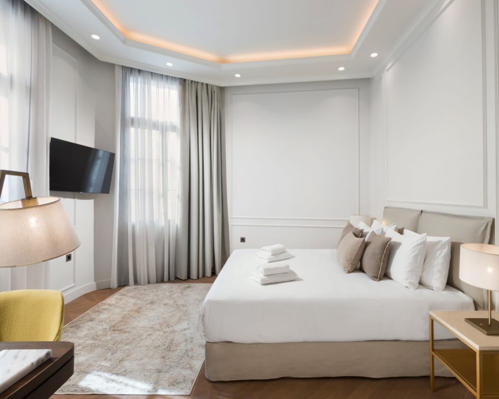 a bed in a room