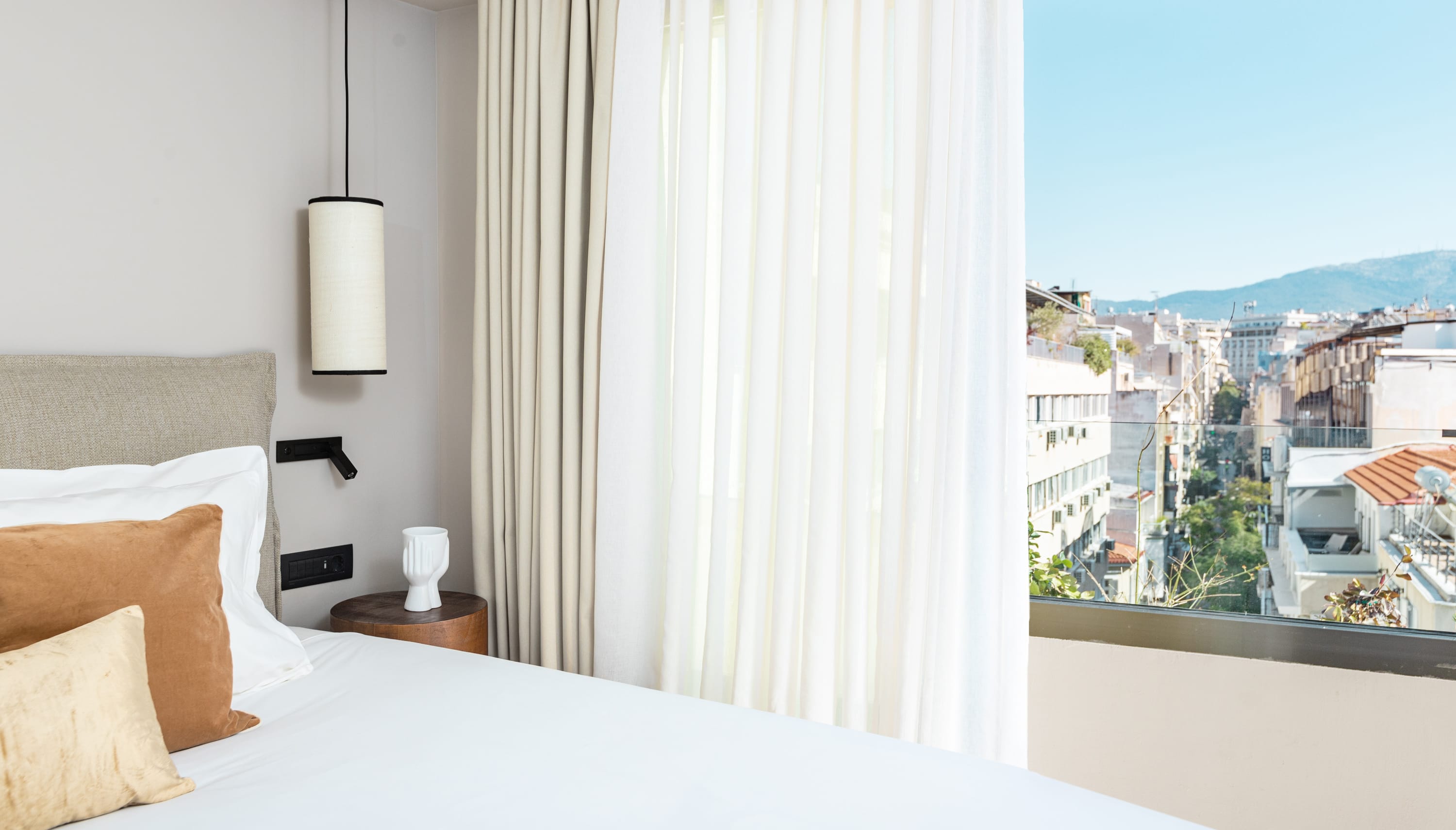 a bedroom with a window