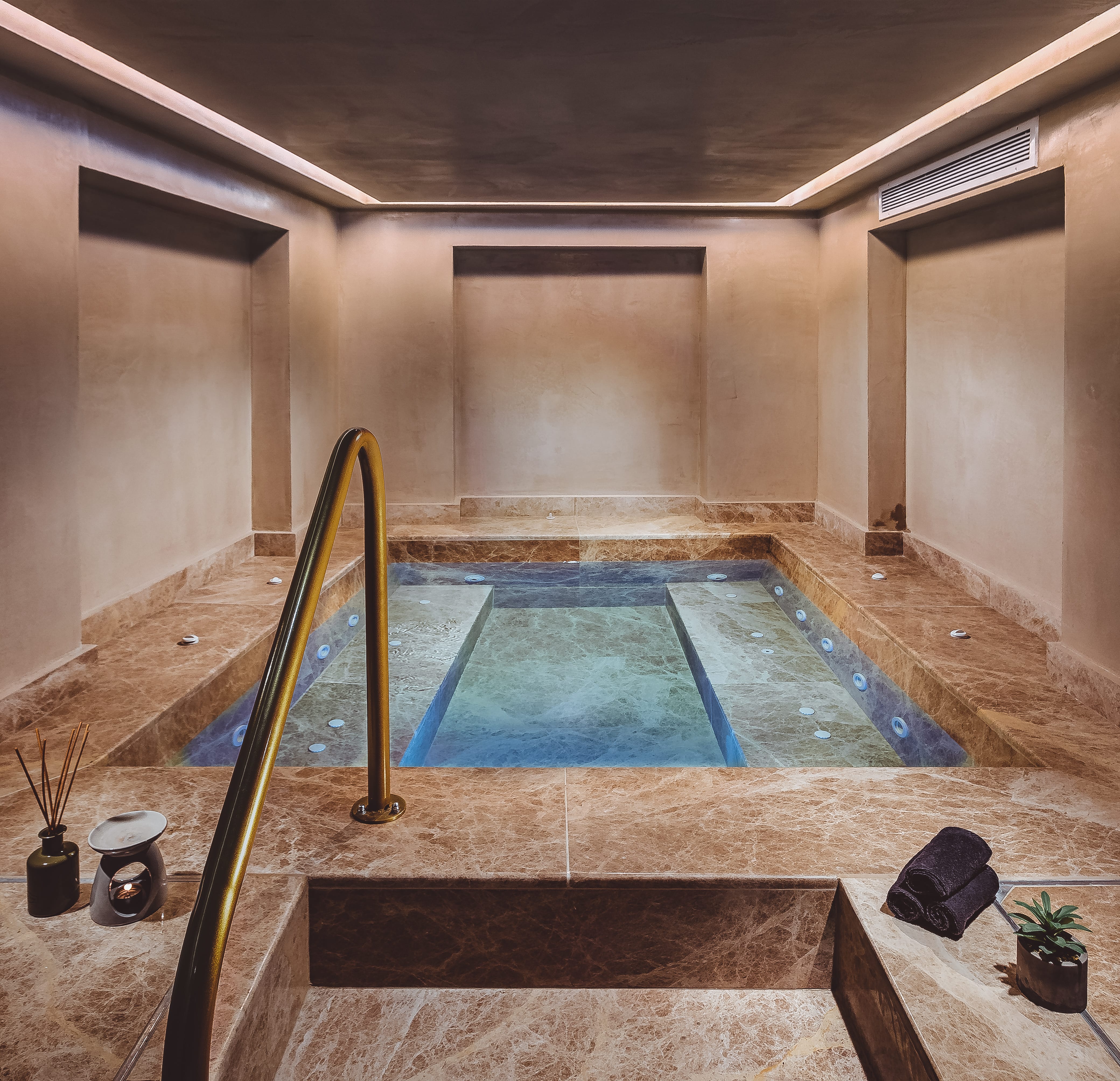 a swimming pool in a room