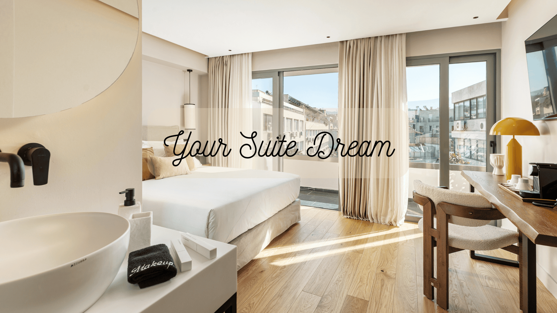 a bathroom with a large window