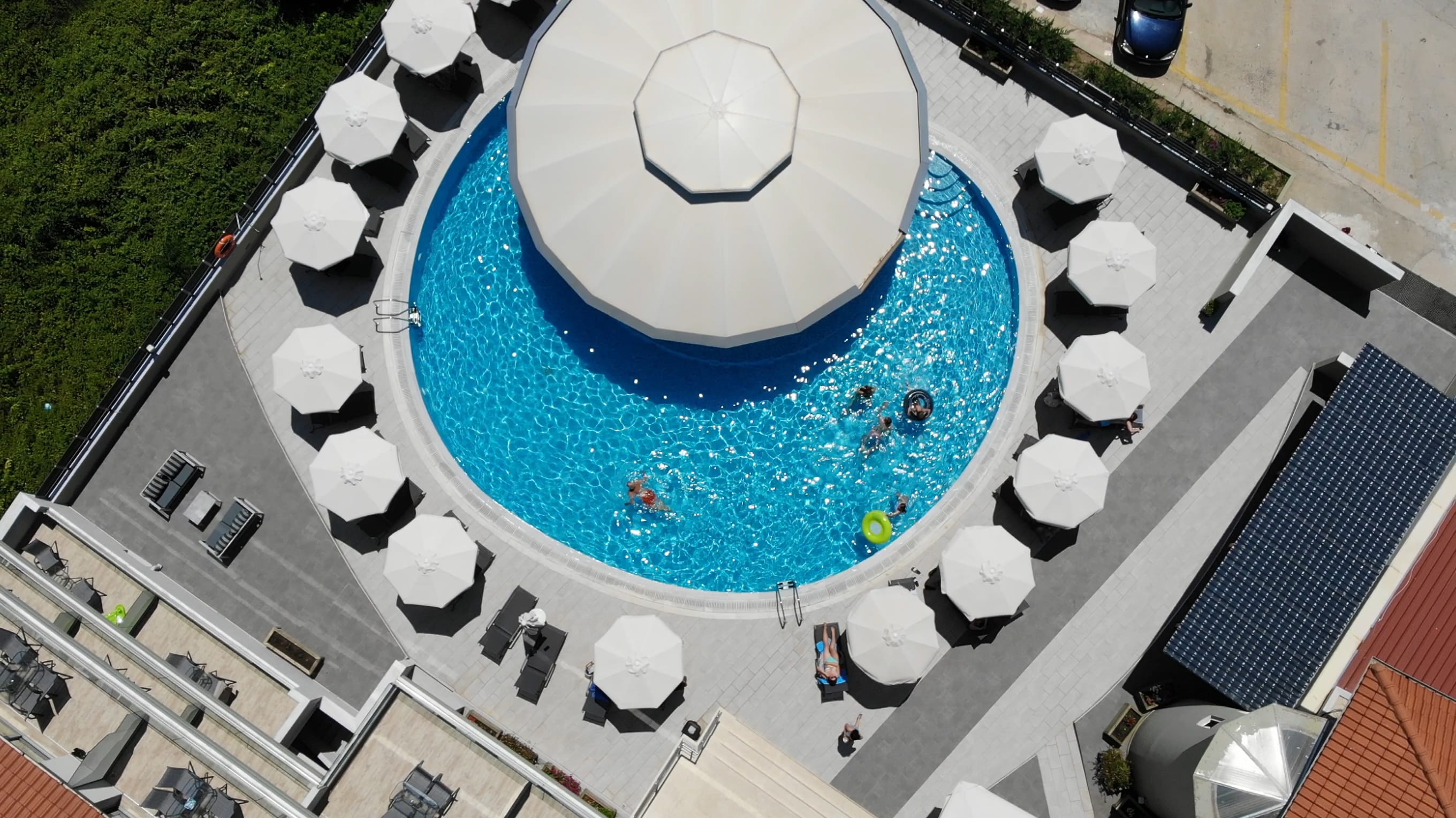 a pool with a white circle in the middle