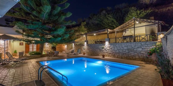 a pool in a backyard