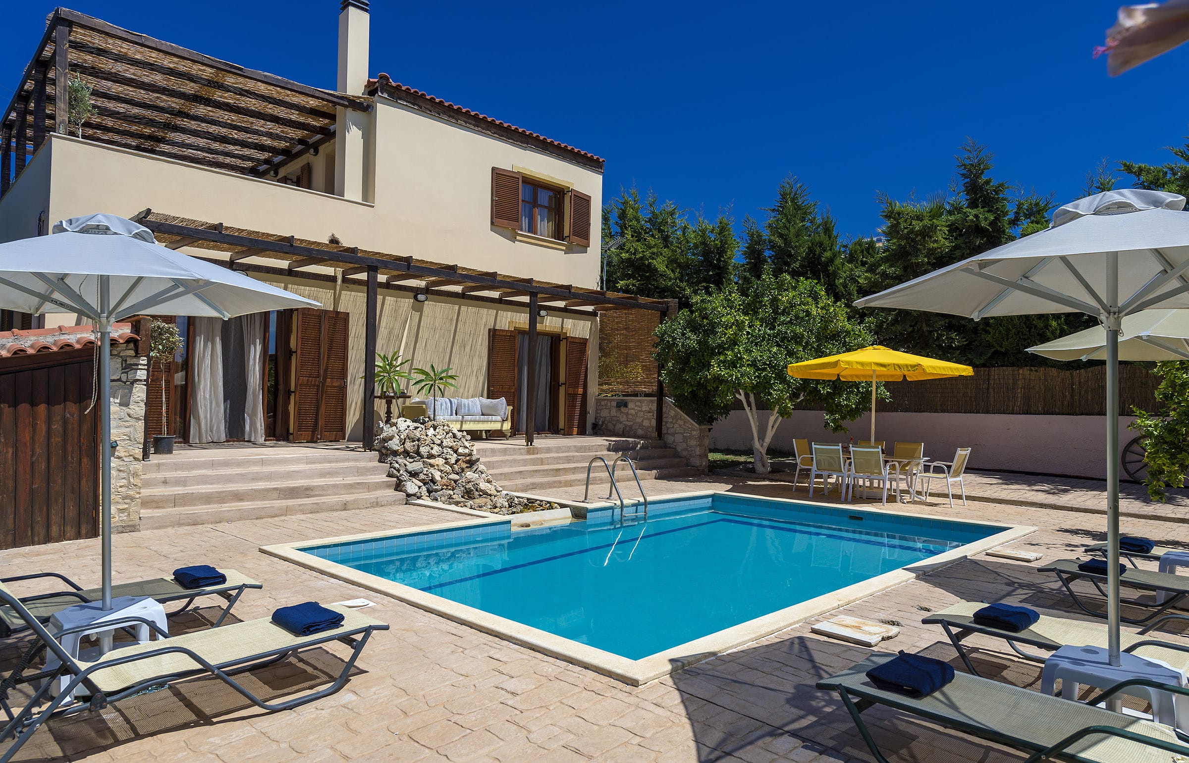 a swimming pool in a backyard