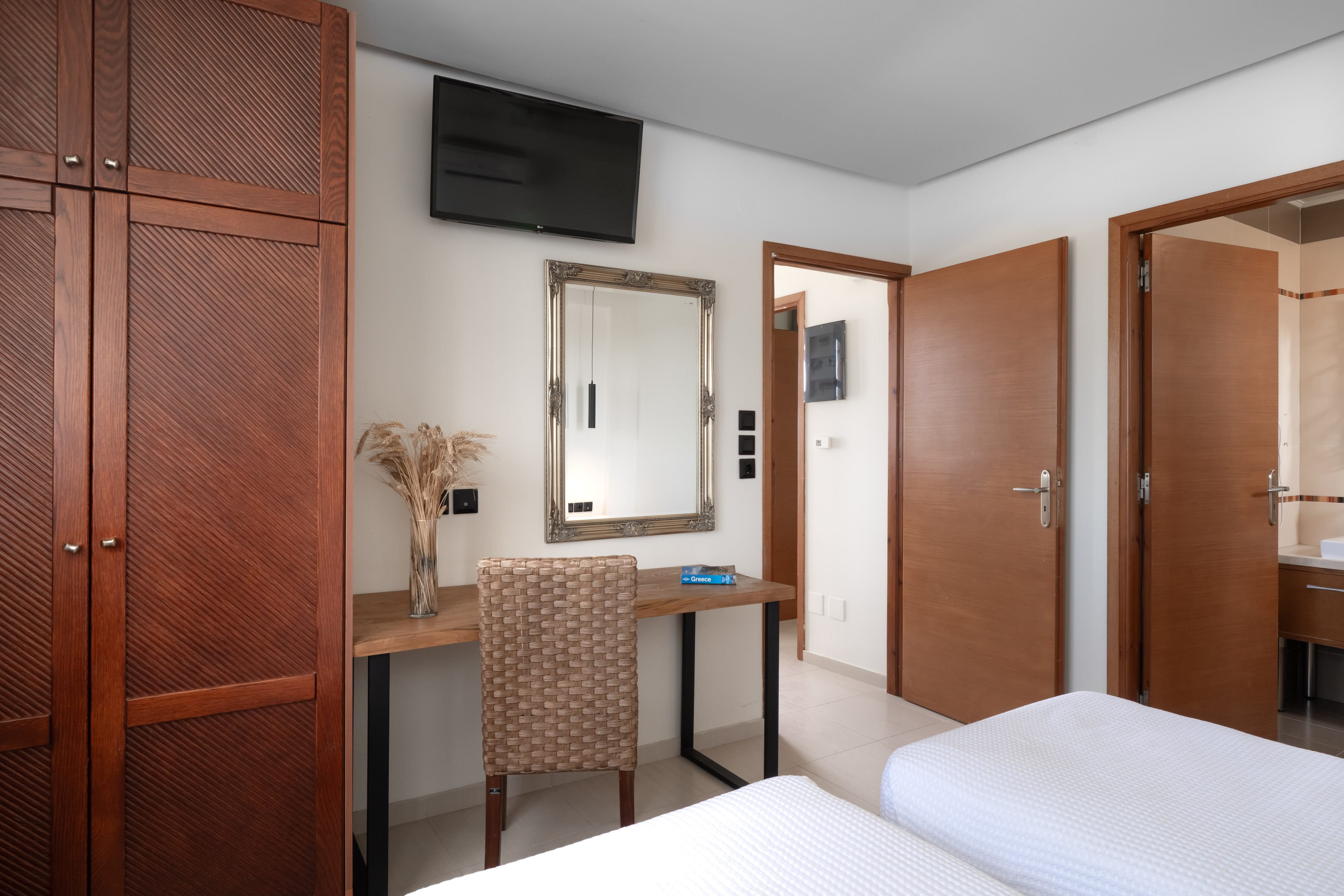 a room with a table and chairs