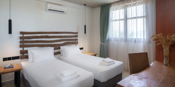 a room with two beds