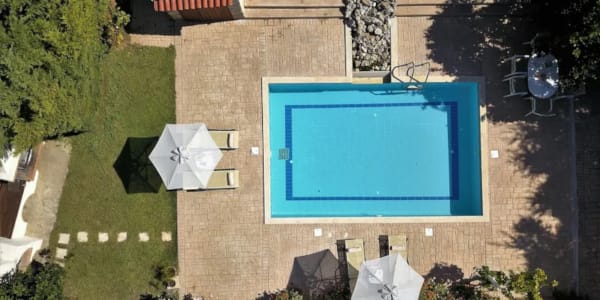 a small building with a screen