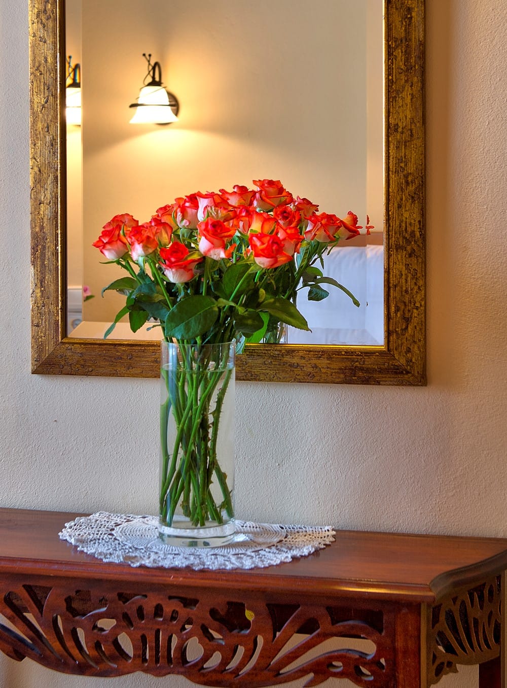 a vase of flowers on a table
