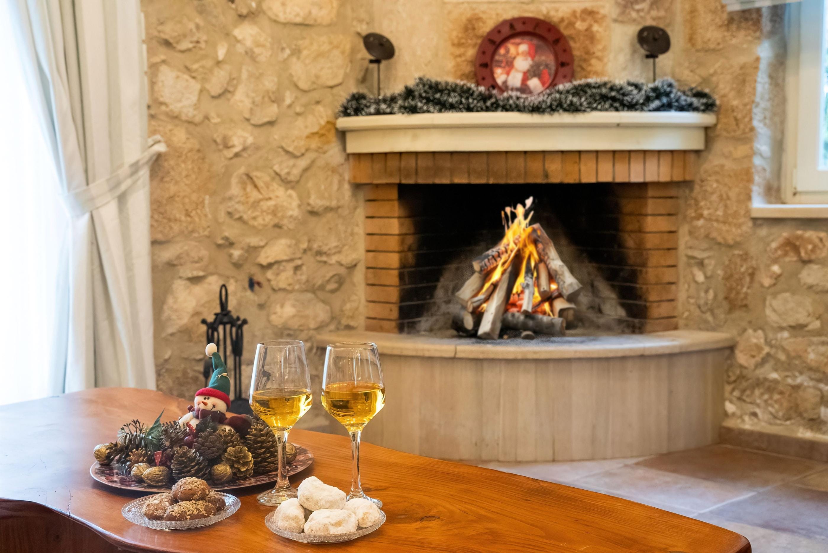 a fireplace with a fire in it