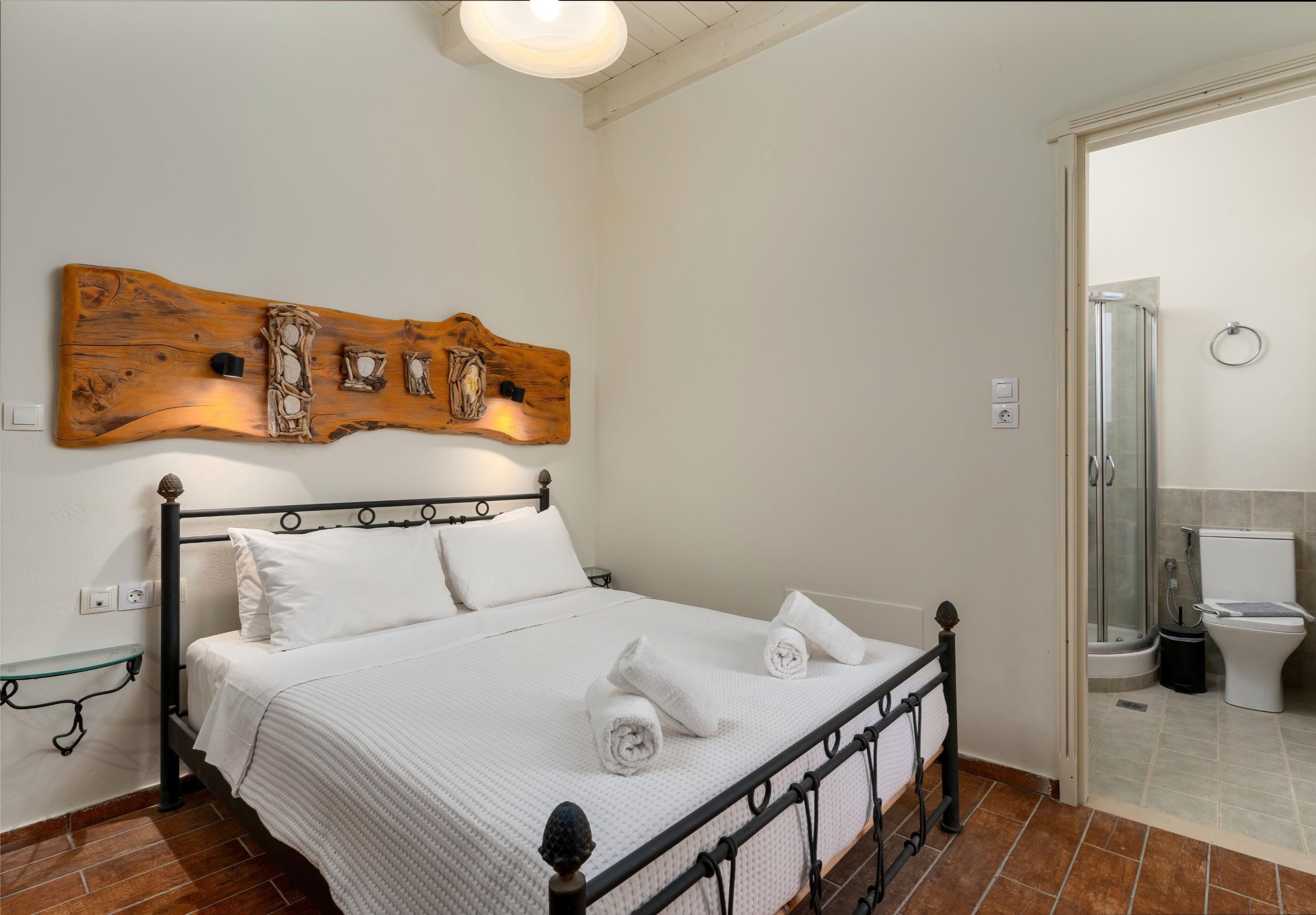 a bed with white sheets