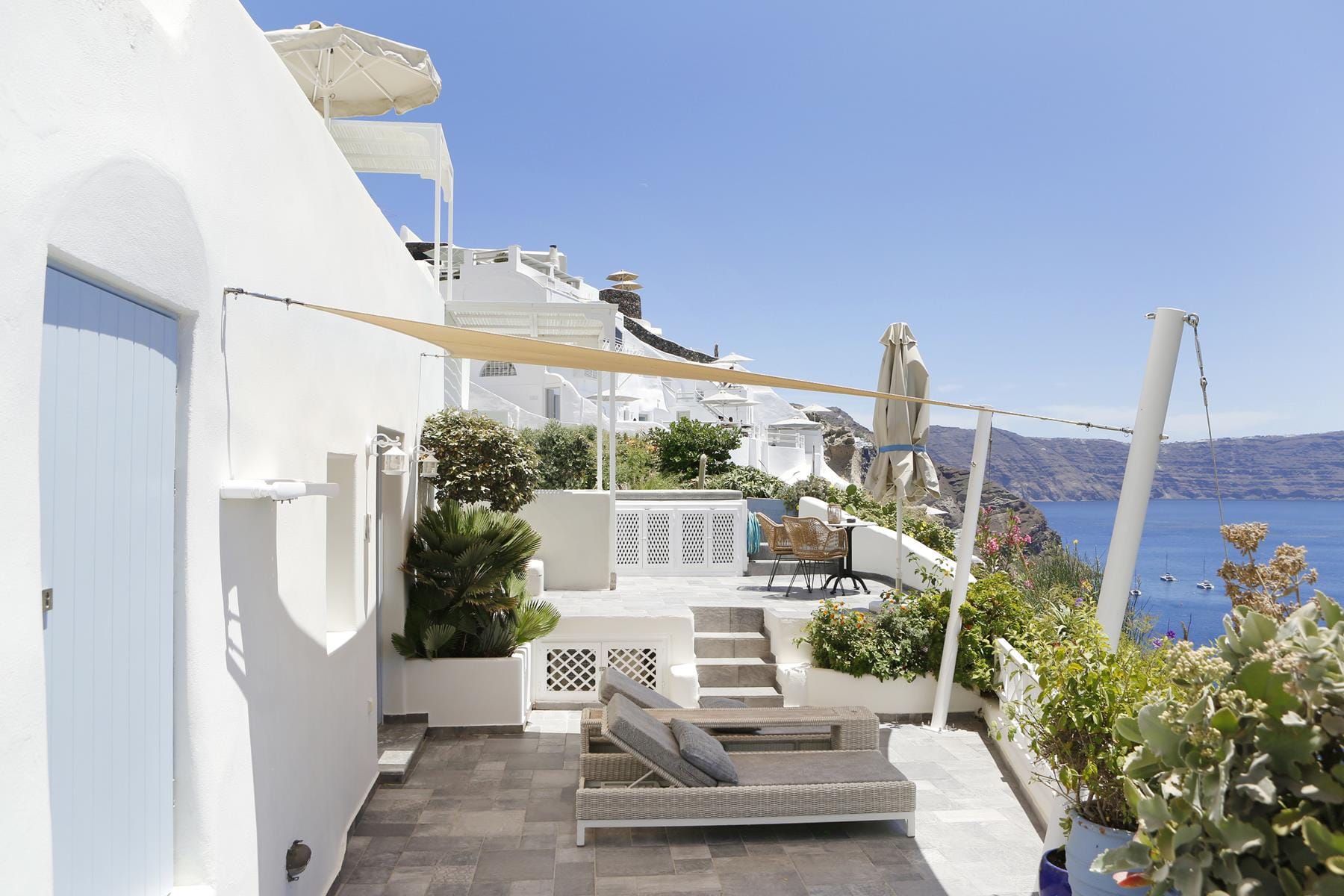 a white building with a large staircase