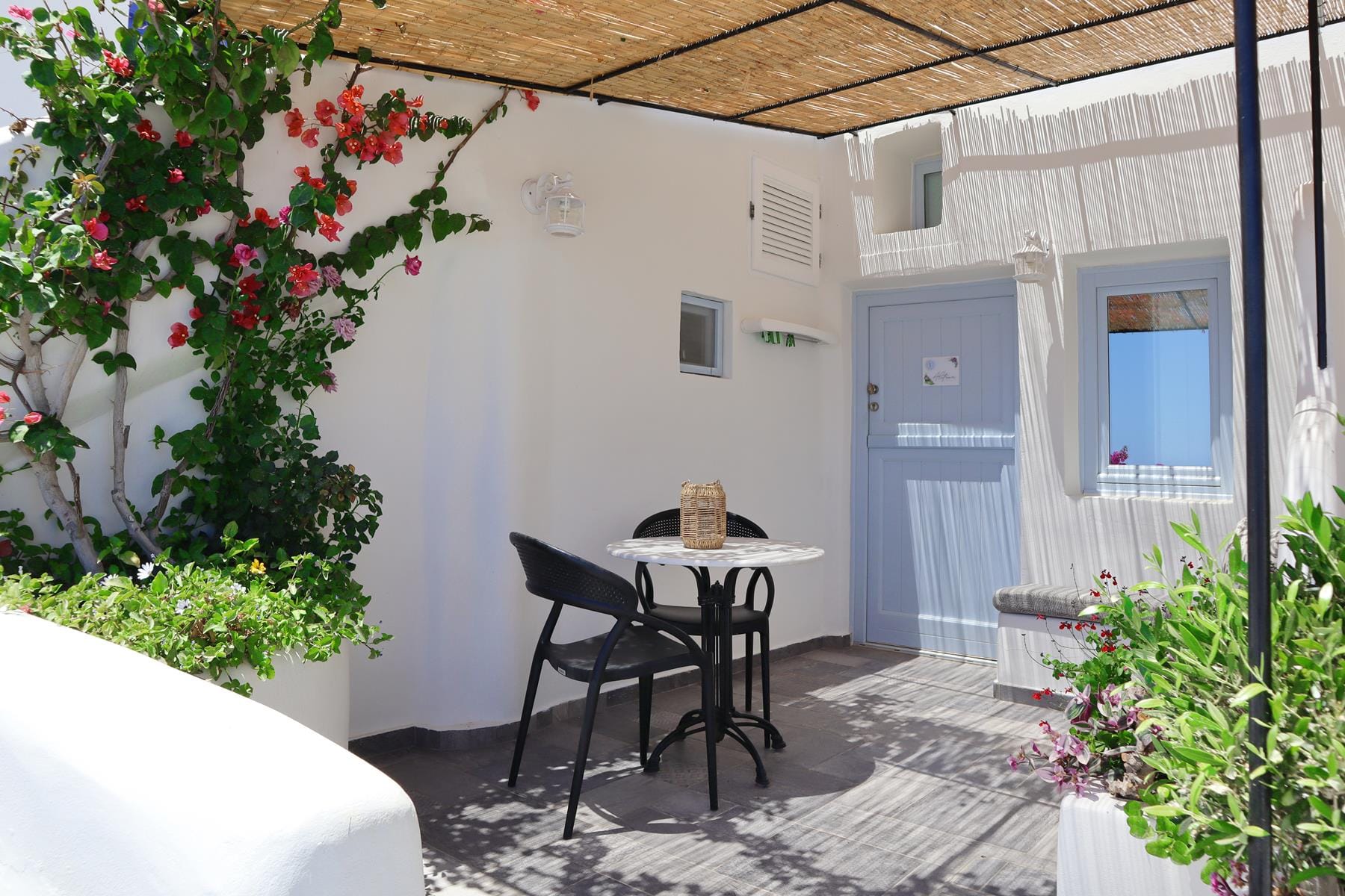 a table and chairs in a room