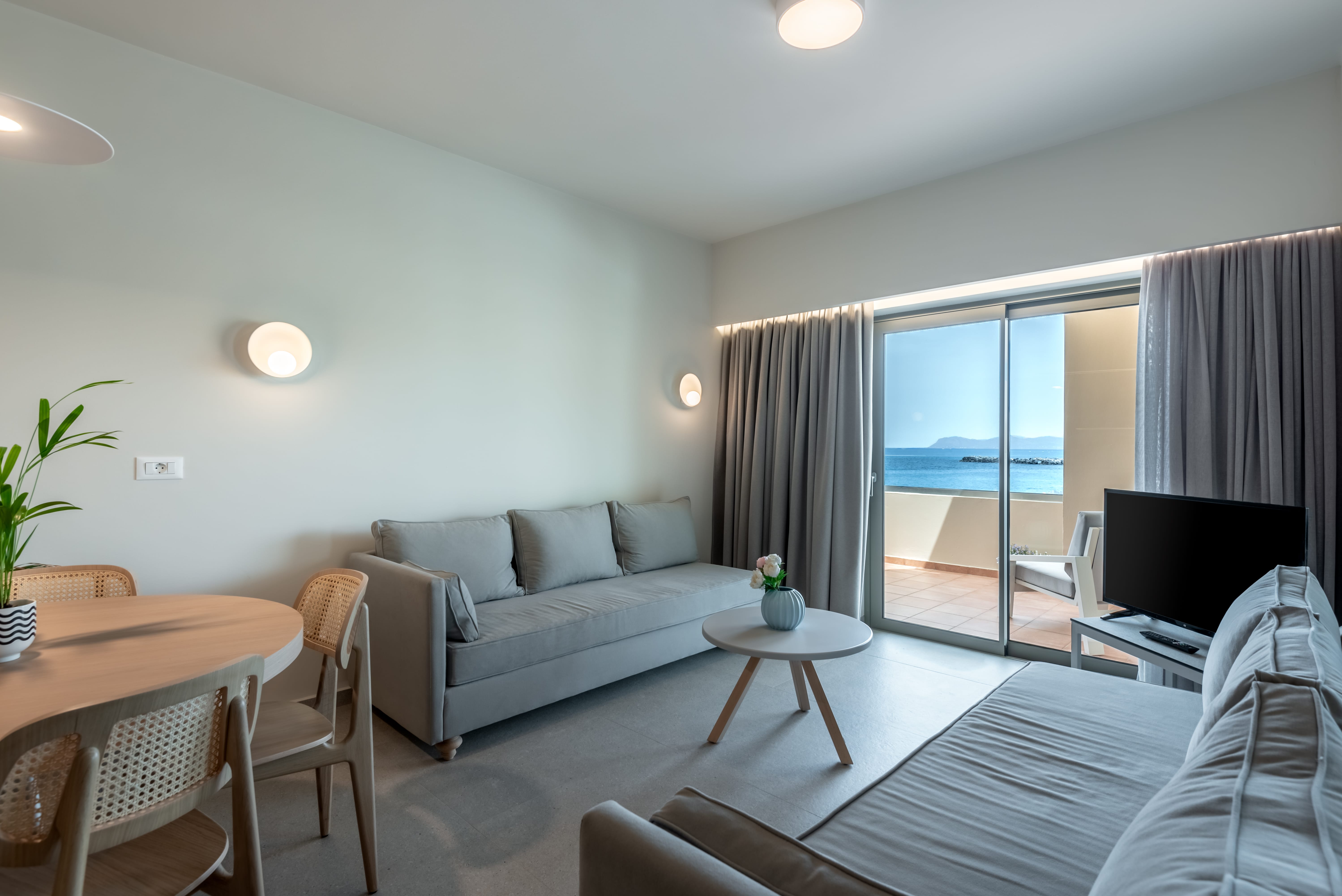 a living room with a couch and a table