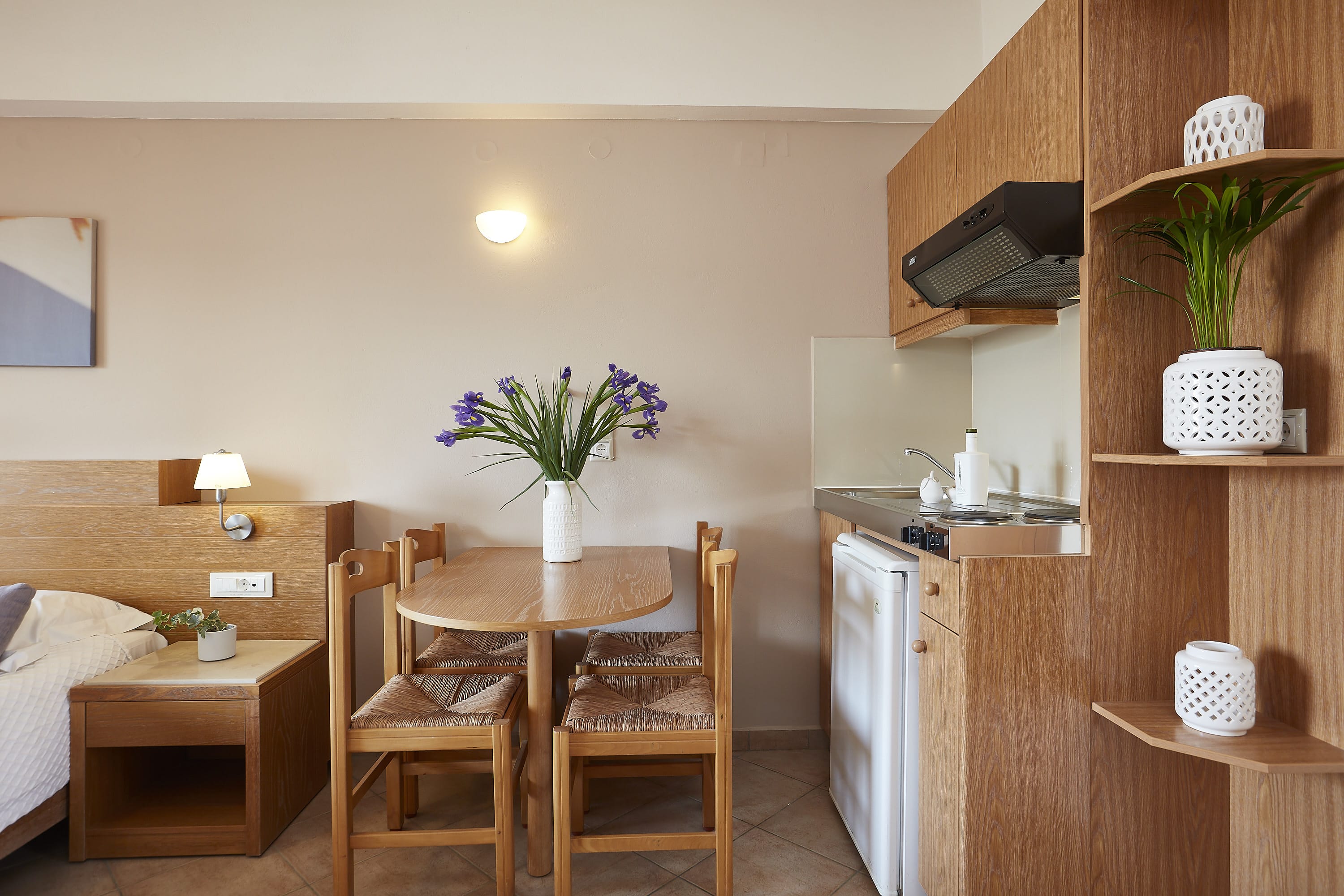 a dining room table with chairs