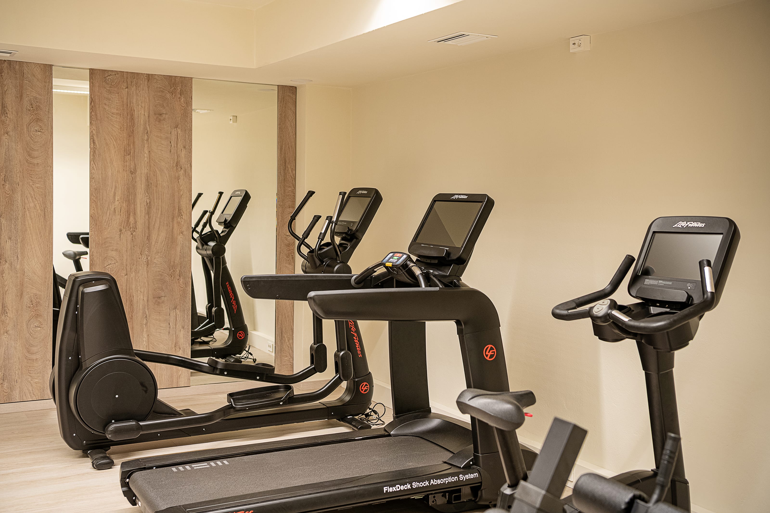 a gym with exercise equipment