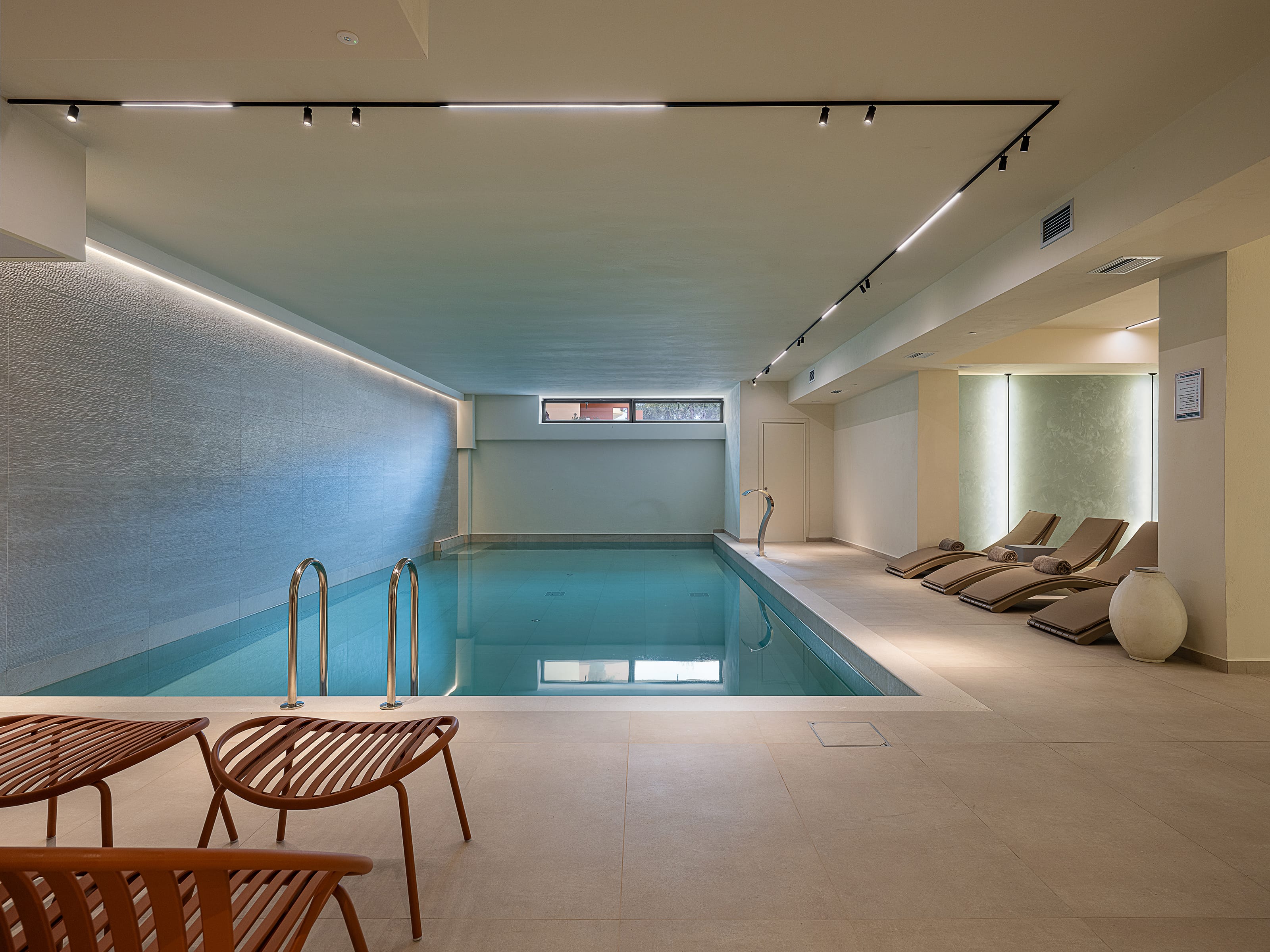 a swimming pool in a room