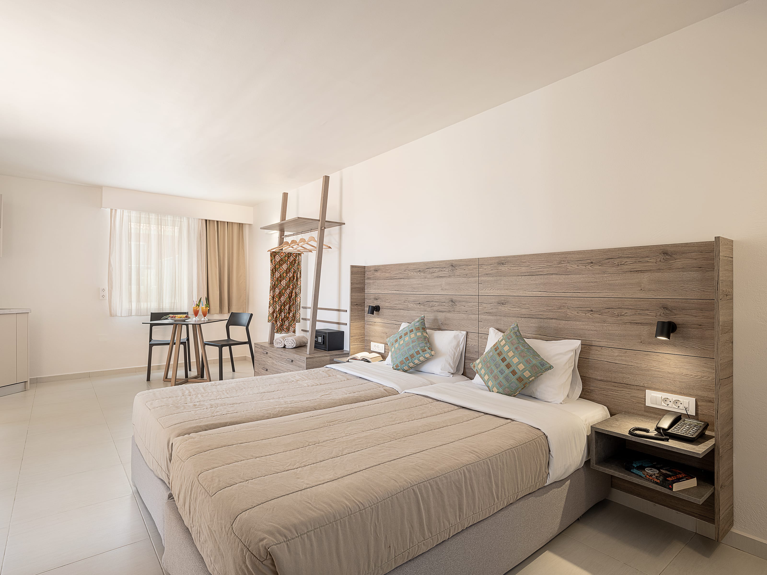 a bed with a ladder on the side