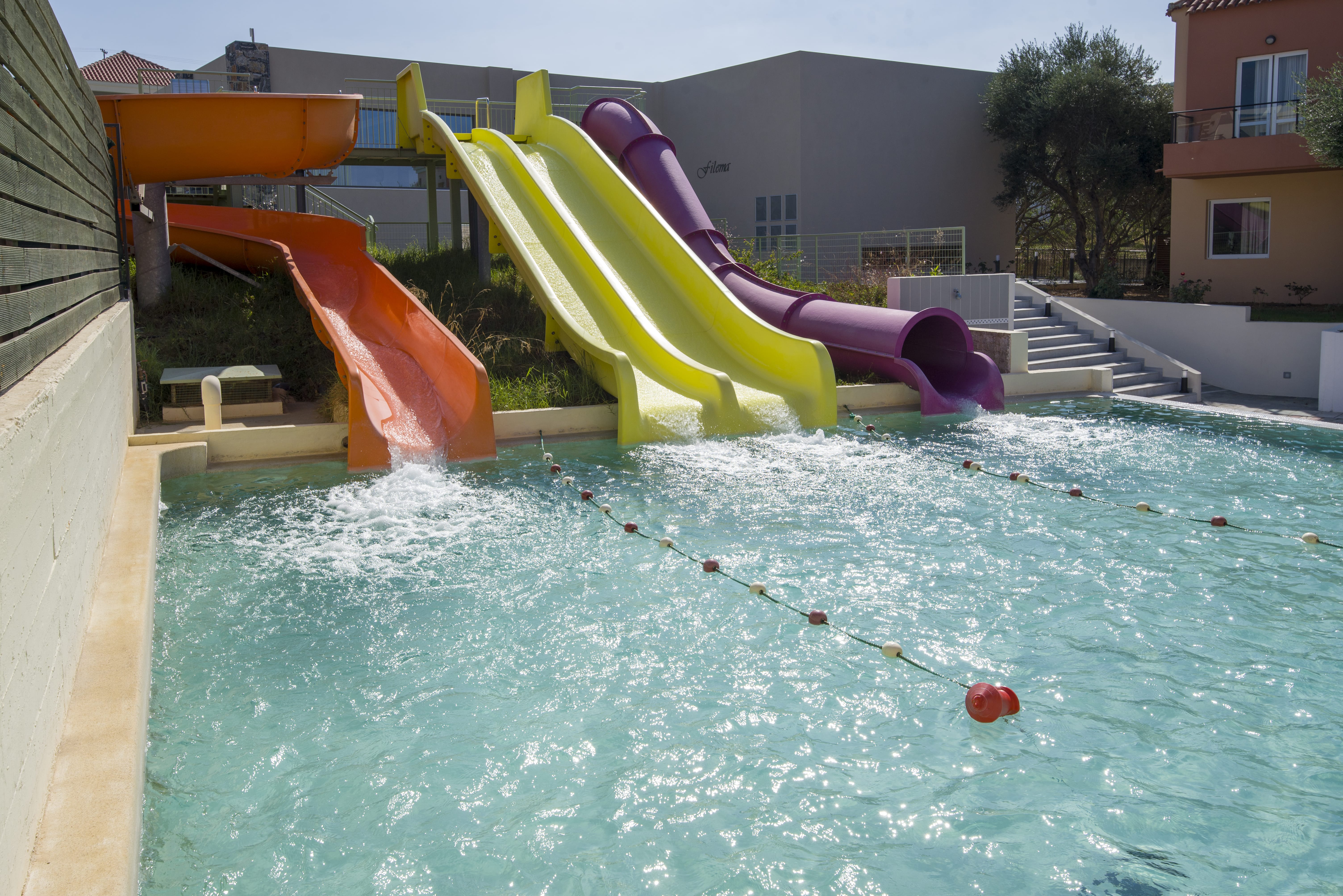 a slide in a pool