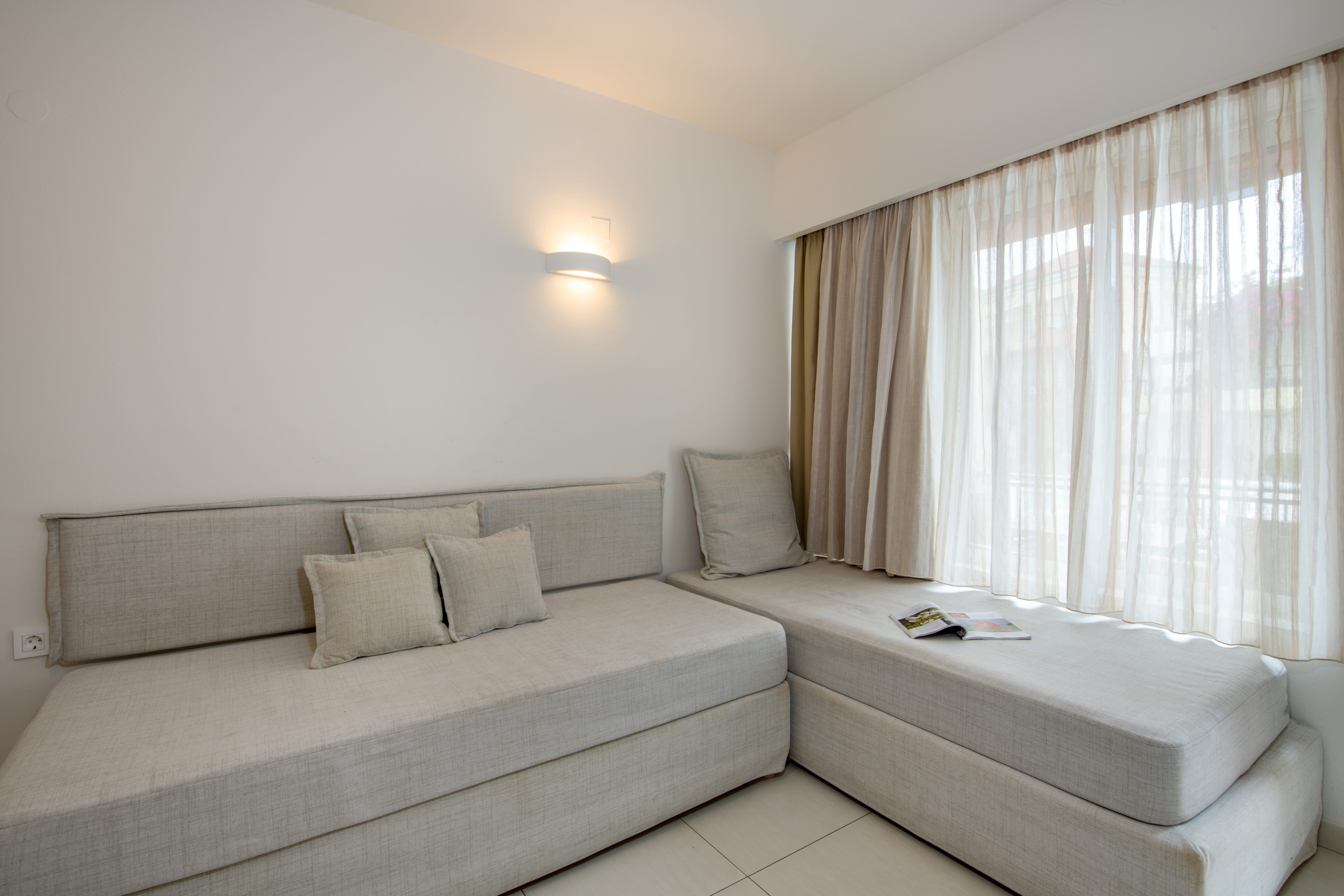 a white couch and a white couch